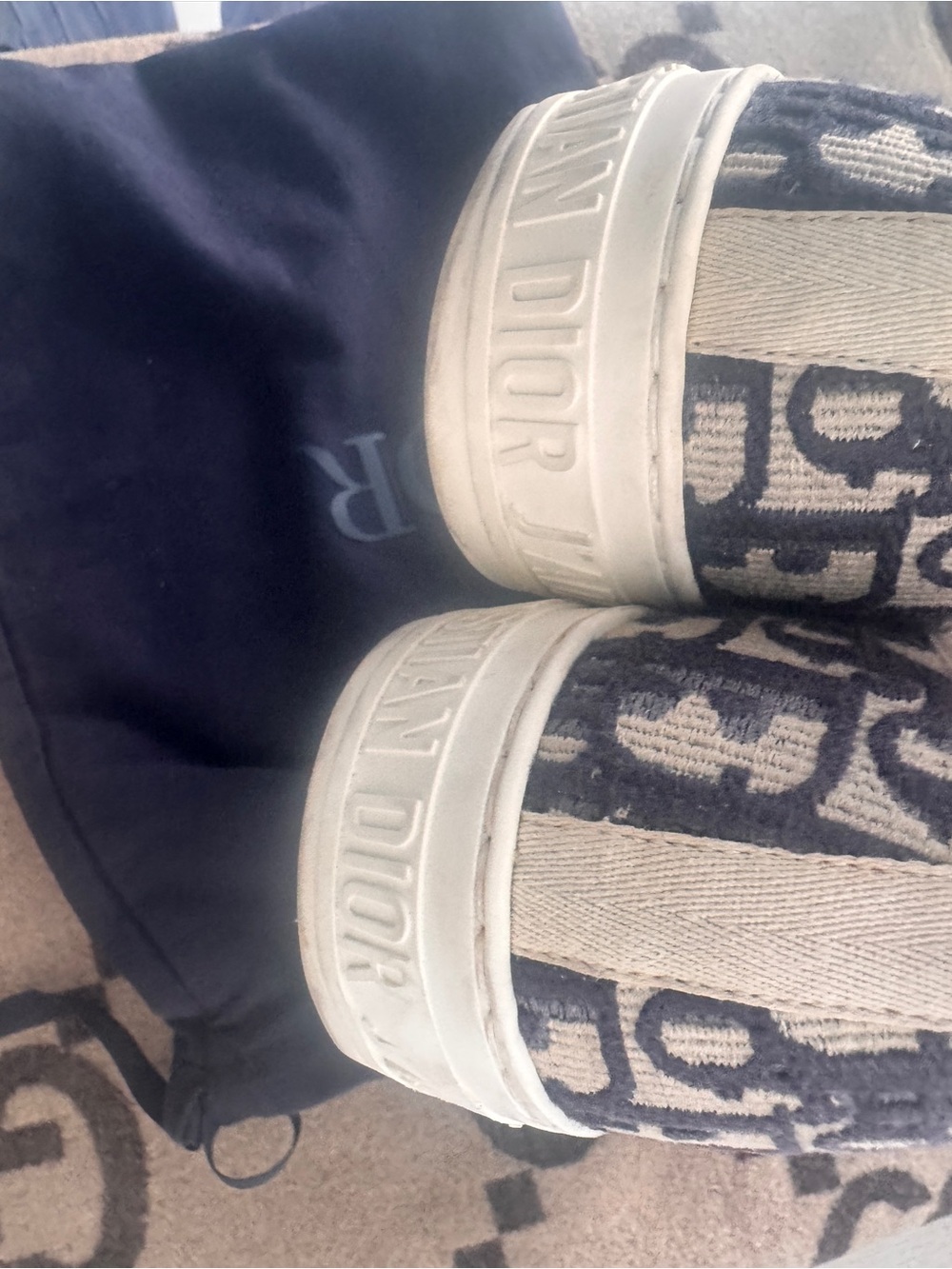 Dior Navy and White walk n Dior Logo Low-Top Sneakers - Picture 5 of 15
